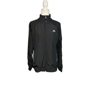 Adidas full zip black windbreaker jacket - L